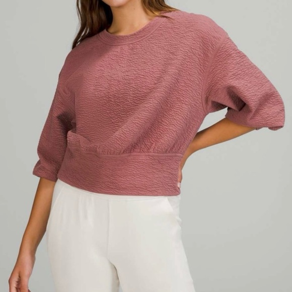 lululemon athletica Tops - Lululemon Textured Crewneck Pullover Spiced Chai Size 6